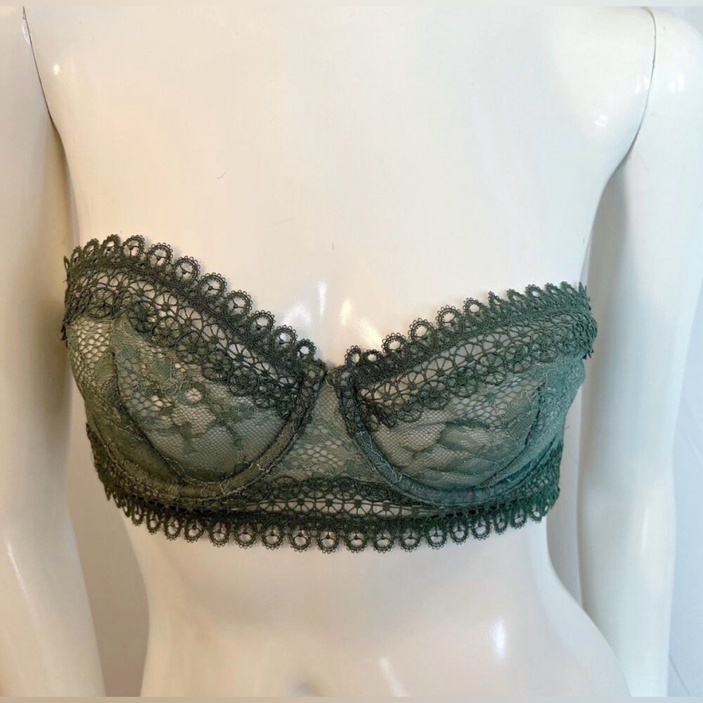 Victoria's Secret Very Sexy Dark Green Unlined Strapless Bra Size 34C - Picture 6 of 8